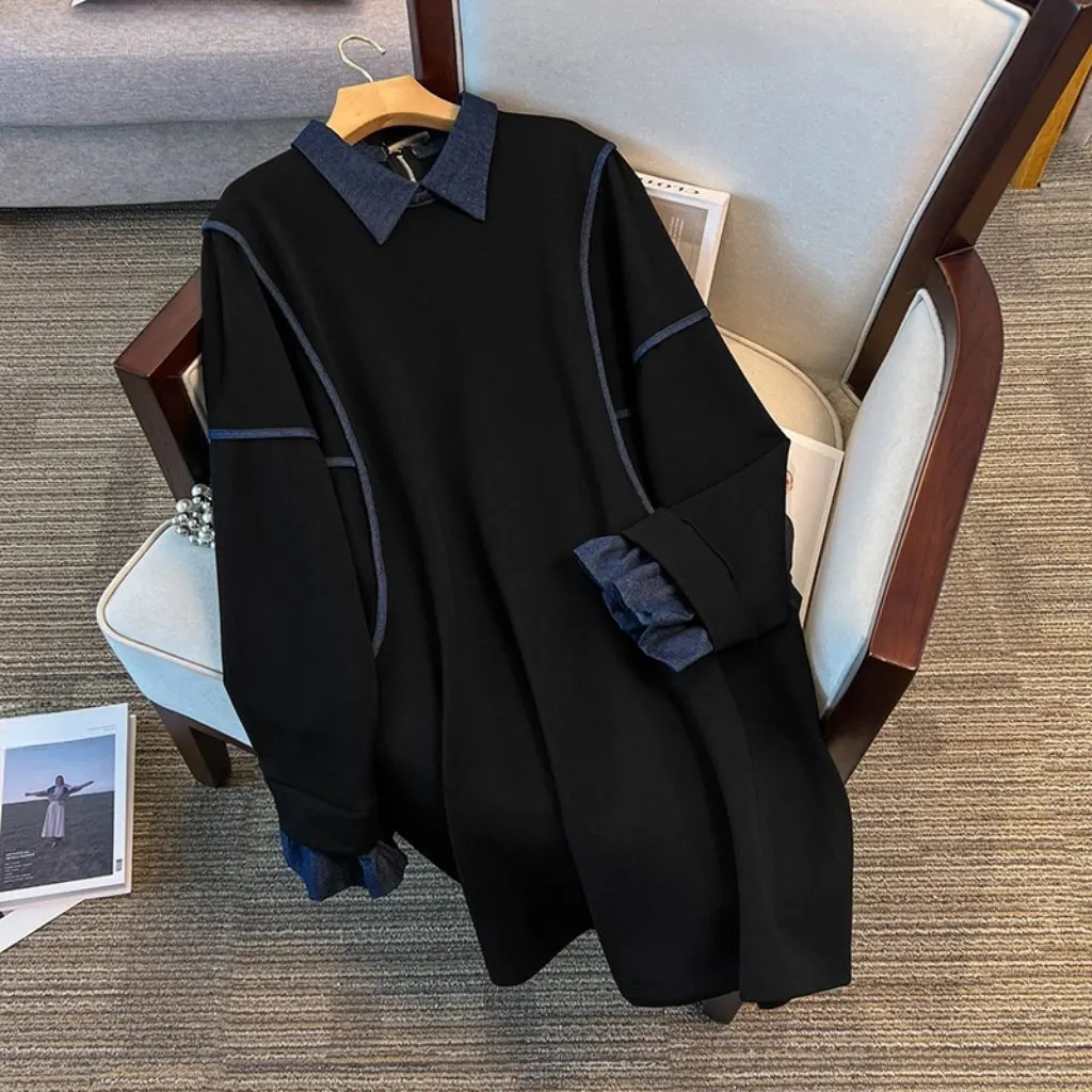 Женская свободная футболка для отдыха больших размеров, жилет, вместимость 300 кг, осенне-зимняя одежда для толстой сестры, окружность груди 150