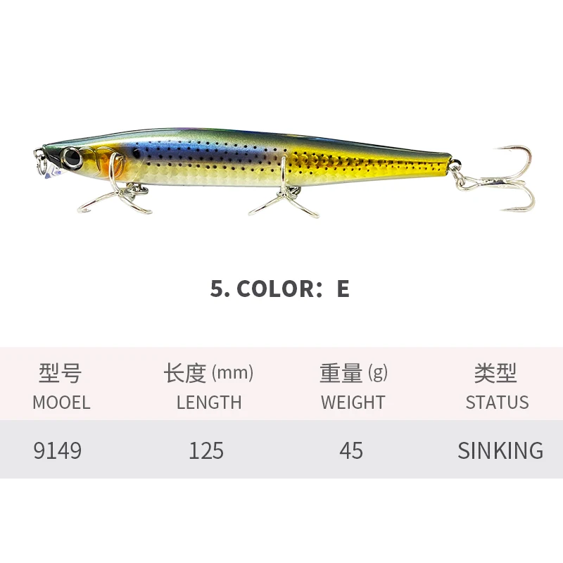 45g125mm Sinking Heavy Minnow Monster Shot Fishing Lures Artificial Baits Saltwater Lures Rolling Action Pesca Fishing Supplies