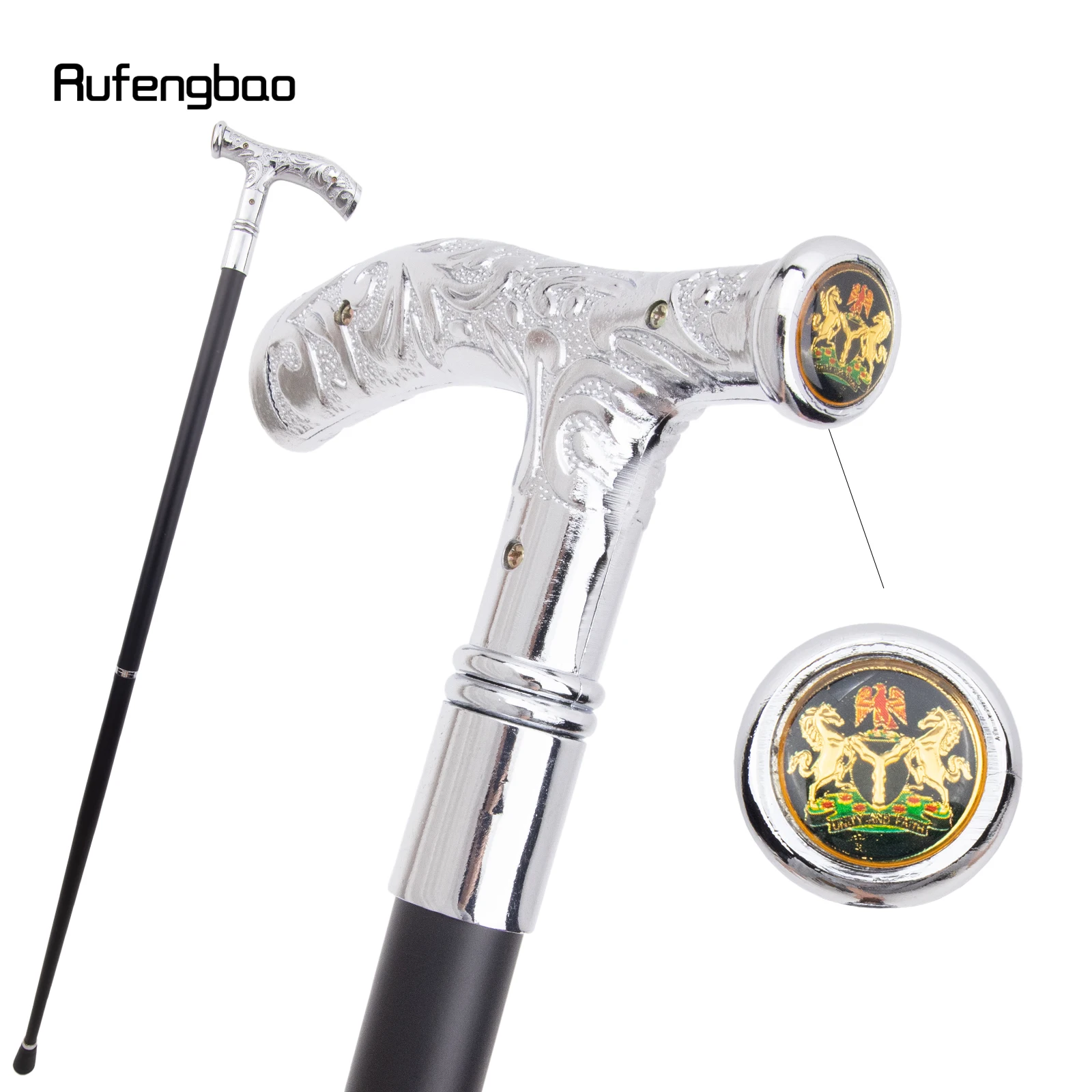 White Flower Unity and Faith Totem Relief Cosplay Walking Cane Fashion Stick Gentleman Crosier Knob Walking Stick 92cm