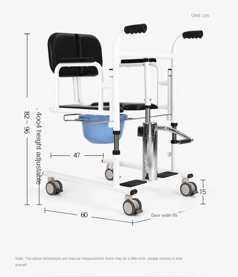 

Wholesale Rehabilitation Manual Wheelchair Toilet Mobile Toilet Chair Nursing Patient Transfer Lift Bath Chair for the Elderly