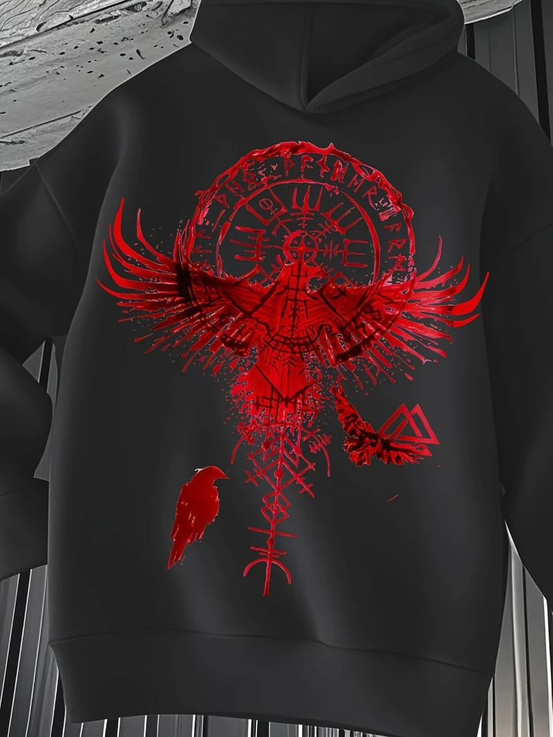

2025 Autumn and Winter Men's Casual Hoodie 's Wings Print Loose Fit High-end Luxury Is for Both Men and Women Top