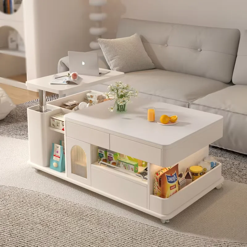 White Rustic Coffee Table Multifunctional Design Minimalist Nordic Coffee Table Folding Decor Tavolino Da Salotto Home Decor