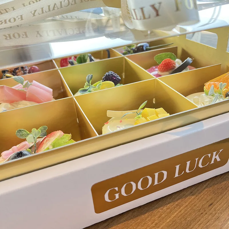 Customized Transparent Nine-Grid Dessert Box Mousse Cut Cake Box Pastry Exquisite Afternoon Tea Takeaway Packing Box Picnic