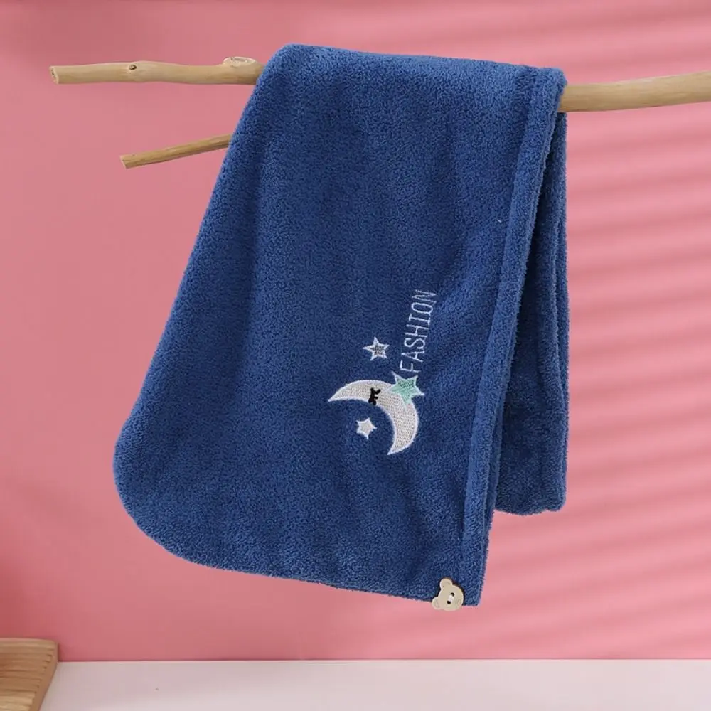Super Absorbent Quickly Dry Hair Hat Soft Embroidery Style Girls Cute Hair Towel Coral Fleece Thickened