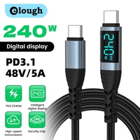 Elough 240W Digital Display Dual Type-C Fast Charging Data Cable For iphone 1516 Samsung Tablets Laptops Mobile Hard Drives