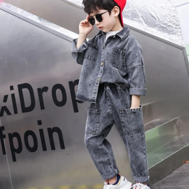 

Boys Coat +Pants Kids Suits 2PCS/Set Cotton 2024 Thread Jean Spring Autumn Cotton Jogging Suit Teenagers Christmas Gift Children