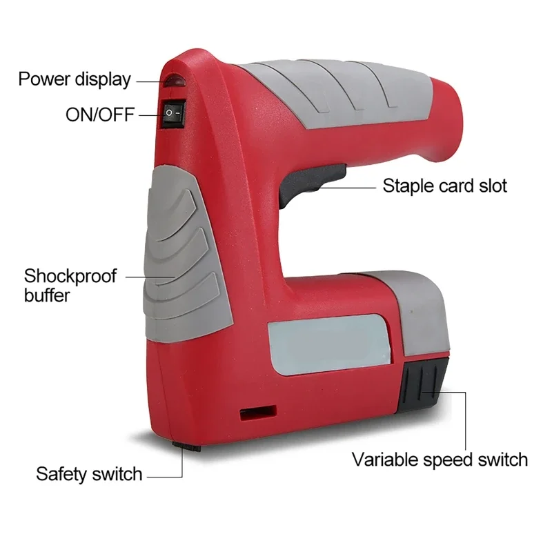 Portable USB Rechargeable Electric Nail Gun Stapler Electric Nailer Staples with 2500pcs Nails for Guns Hand Woodworking Tools