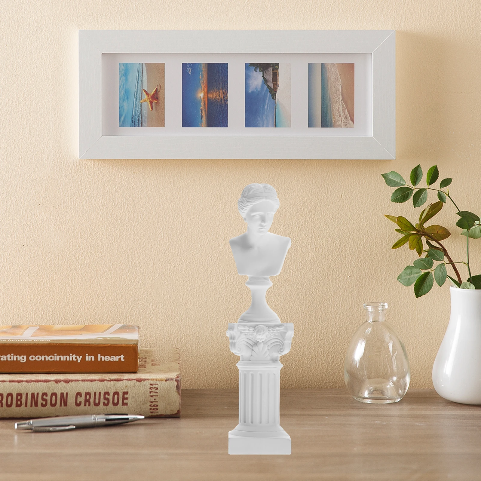 

1Set Resin Greek Goddess Statue Roman Column Sculpture Decorative Home Office Garden Ornament Resin Character Decor