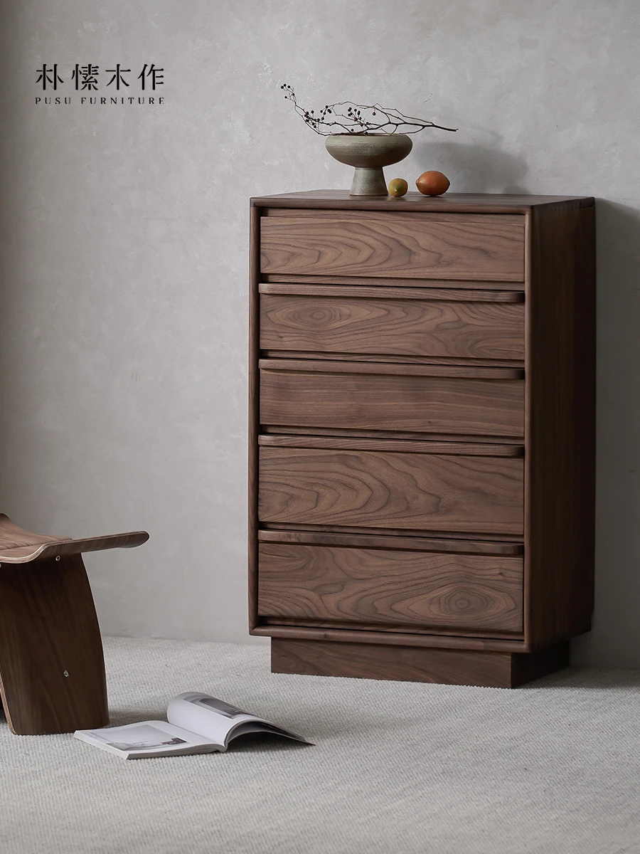 

Black walnut solid wood bedroom drawer c abinet living room standing cab inet against the wall sofa side cabin et medieval