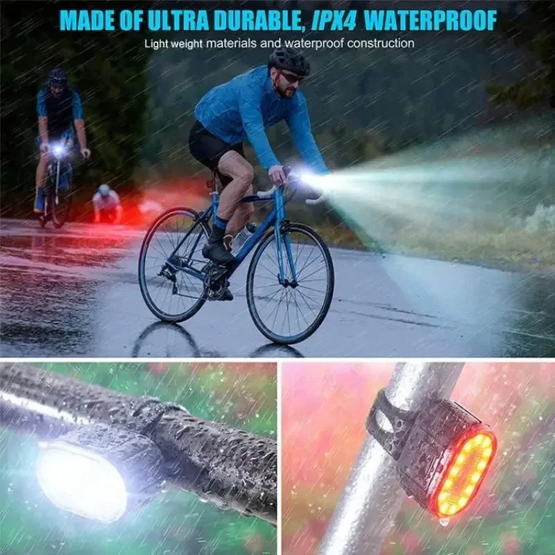 Luci per bicicletta per autodifesa Luce anteriore e posteriore per bicicletta ricaricabile tramite USB Lampada anteriore Fanale posteriore Lanterna per ciclismo Torcia per bici
