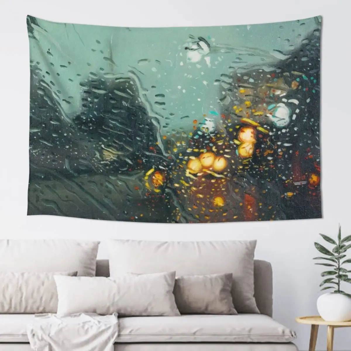 

Rainy street oil painting Tapestry Home Decorating Funny Tapestry