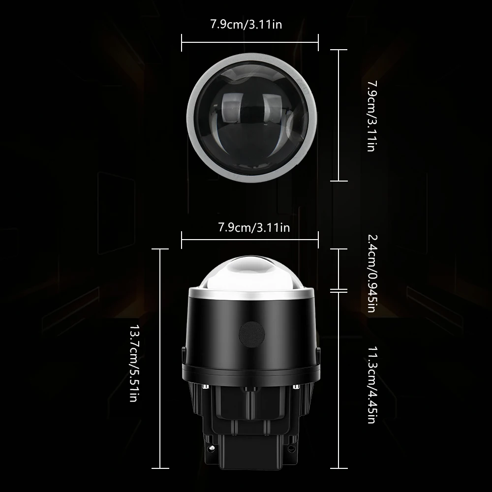 New 3.0 Inch Bi-Projector Lens Fog Light With Bracket 3000K Yellow 6000K White LED Driving Fog Lamps For Jeep Compass 2017-2021