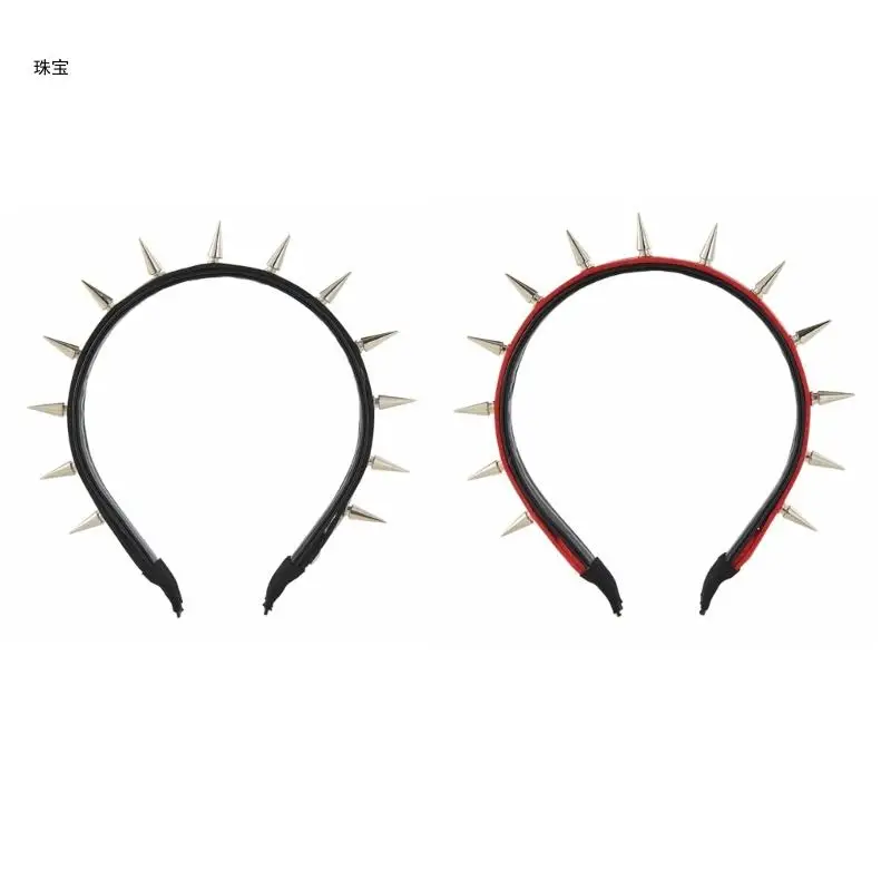 

X5QE Rivet Headband Spiked Headband Gothic Tiaras Punk Headband Rock Headband For Men