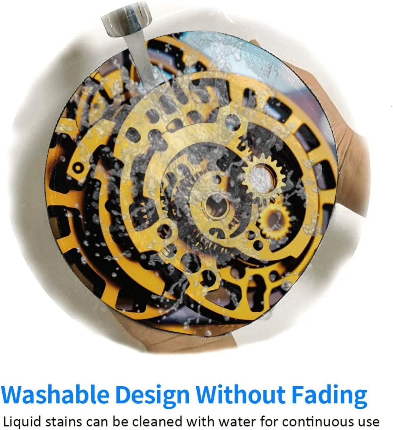 Mechanical Discs Round Non-Slip Rubber Base Mouse Pads with Durable Stitched Edges for Wireless Mouse Computers Laptop Office