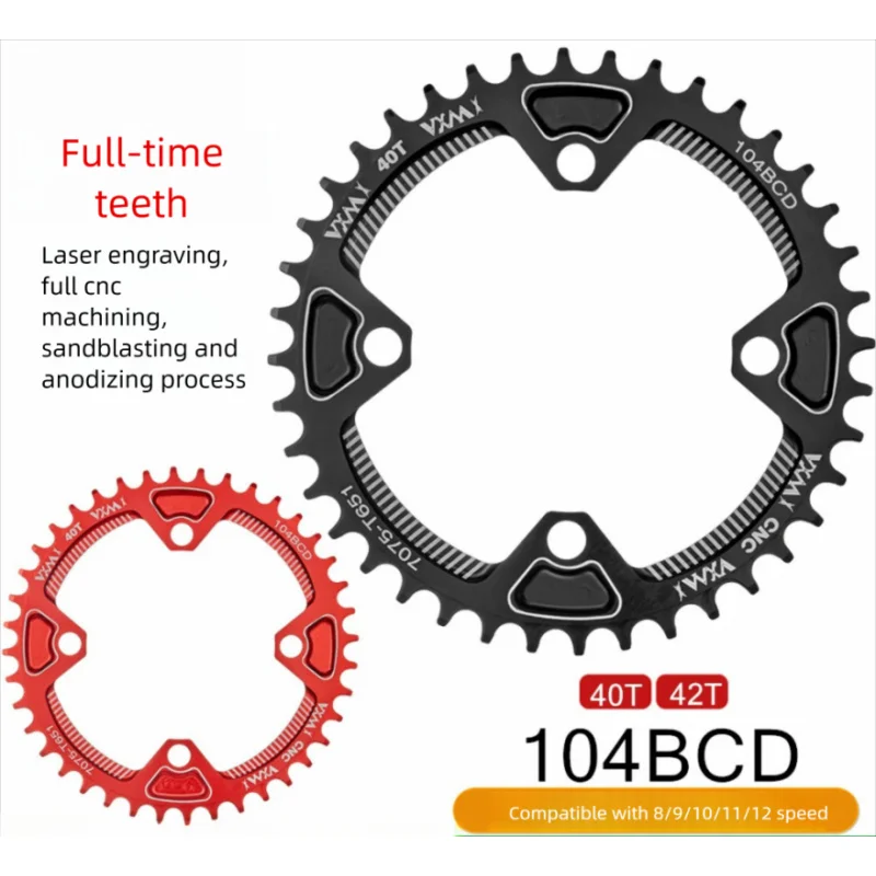 

Mountain Bike Positive and Negative Gear Single Chainring Single Speed Chainring104BCD 32T34 36T 38T40T42 Sprocket Chainring