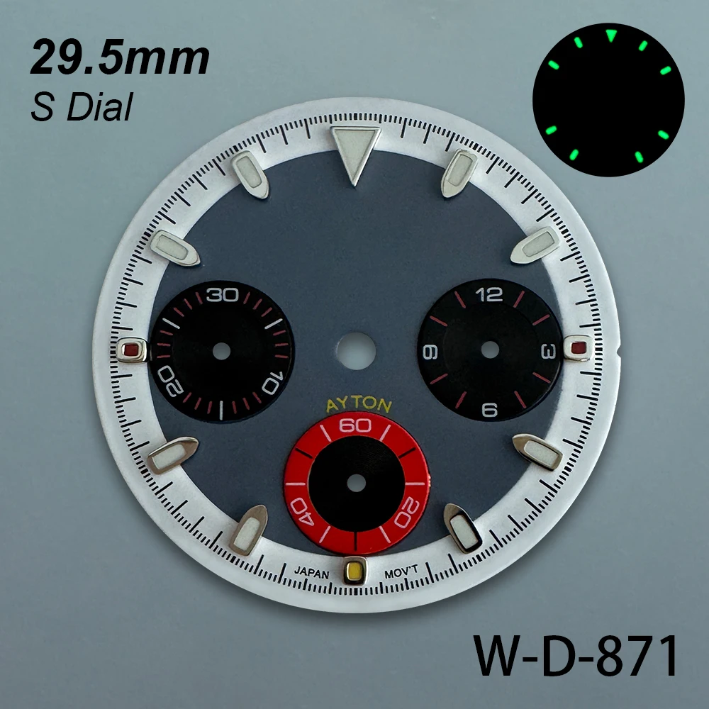 Cadran Panda DTN avec Logo S, 29.5mm, adapté au mouvement à Quartz VK63, vert lumineux coloré, accessoires de Modification de montre de haute qualité