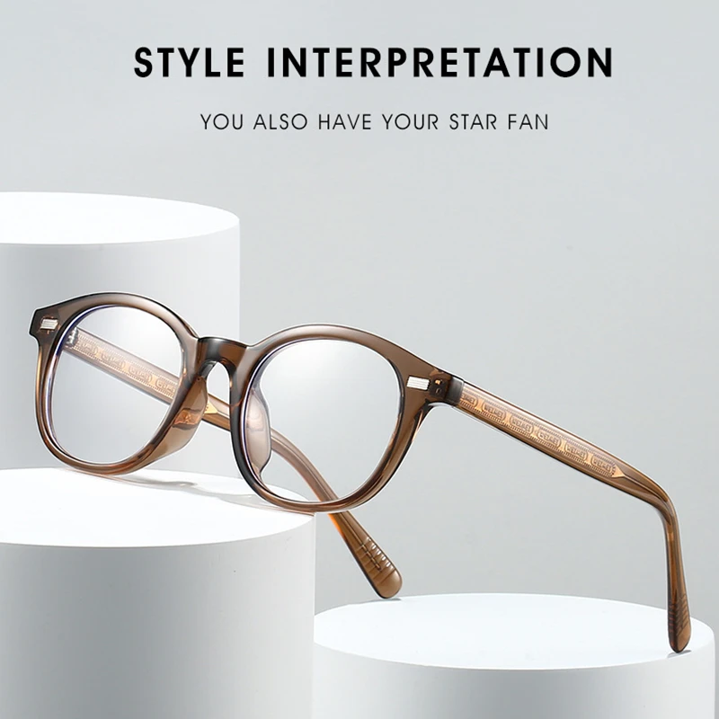 Brand Rivet Round Men‘s Glasses Frame Optical Blue Light Reading Presbyopia Glasses Woman Transparent Computer Retro Eyeglasses