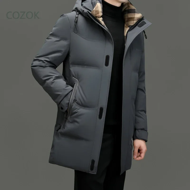 Milk Silk Hooded Men's Down Jacket Designer Clothes Men Warm Winter Men Down Jacket 2024 Long Sleeve Male Coat Men's Clothing