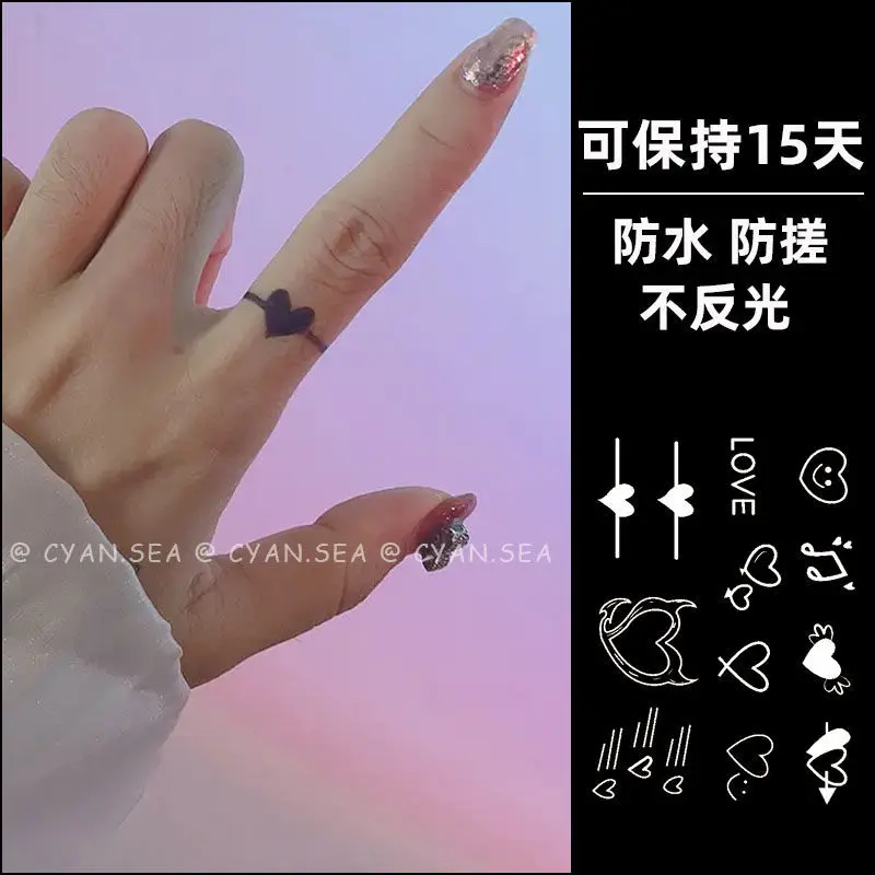 Cute Pattern Tattoos Waterproof Long-Lasting Fake Tattoo for Woman Couple Finger Arm Tattoo Temporary Tattoos Art Tattoo Sticker