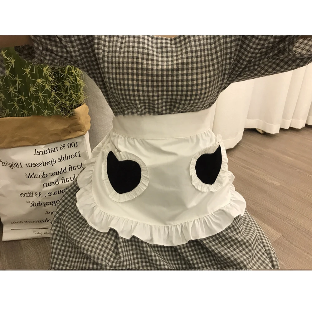 Lovely Lolita Maid Apron, Pure Cotton Lace Princess Skirt, Half Waist Apron, Restaurant Coffee Shop Overalls