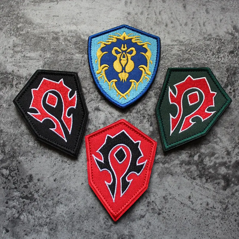 World of Warcraft Tribal Embroidery Emblem Hook and Loop Patches Human and Beast Tactical Morale Armband Lion Patch For Clothes