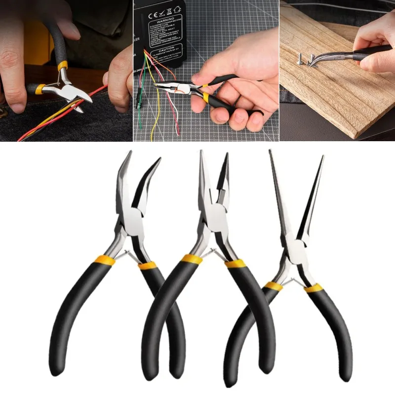 8 Style Portable Durable Carbon Steel Forging Jewellery Pliers Light Weight Making Beading Mini Pliers Tool Round Flat Long Nose