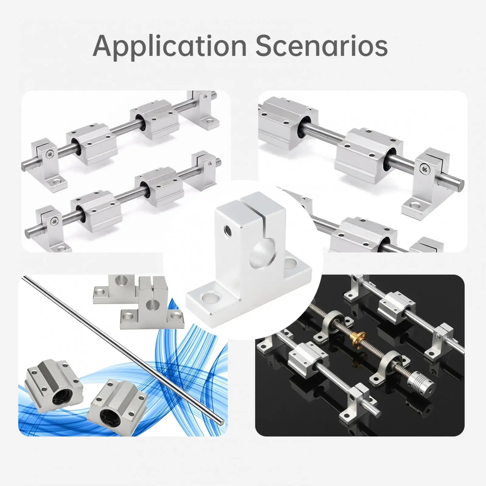 Aluminum Alloy Linear Guide Rail Clamp for Linear Motion Rods, SK8/10/16 Linear Rail Clamps Rail Guide Support