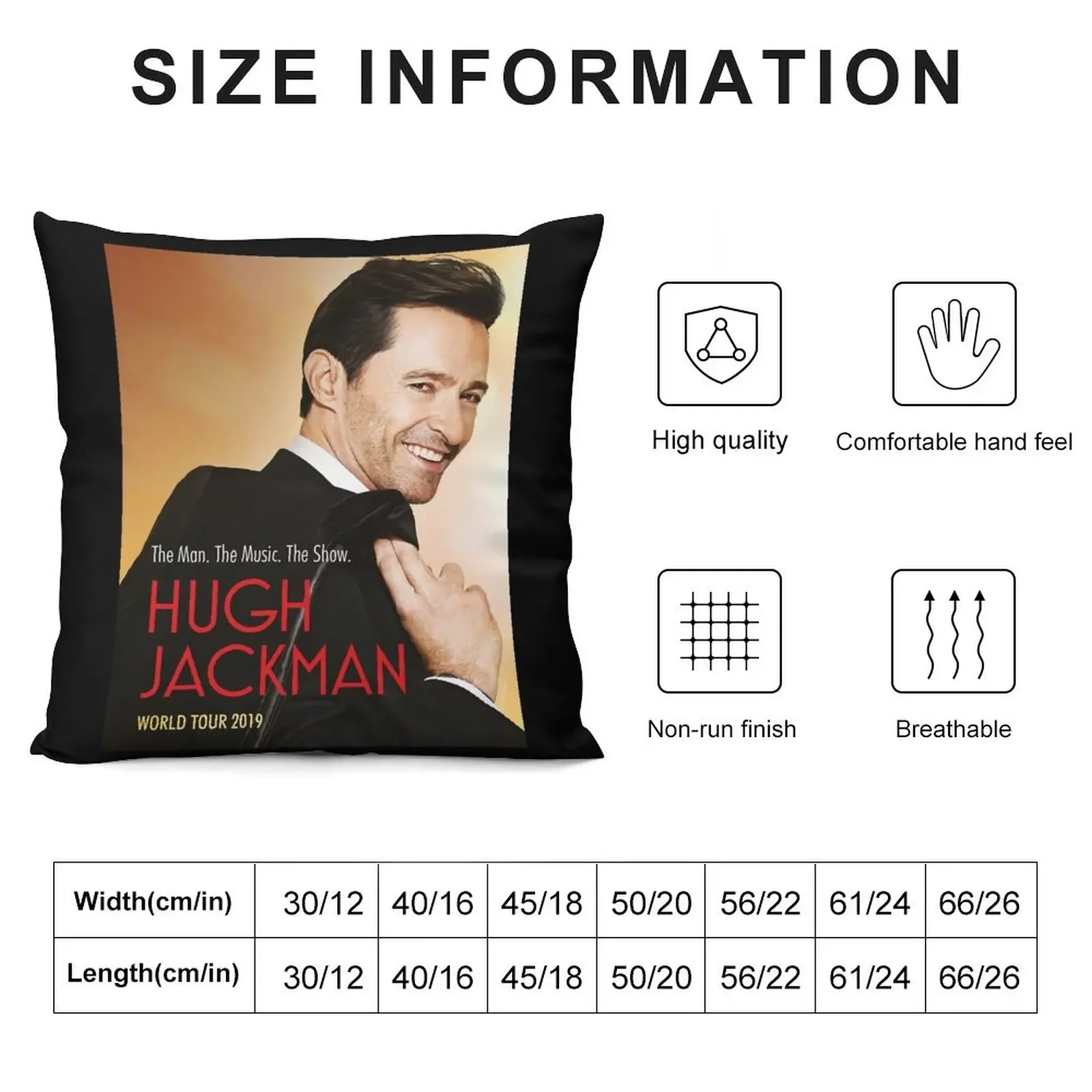 hugh world jackman tour 2019 2020 satudelapan Unisex T-Shirt Front Throw Pillow Sofa Cushion pillow