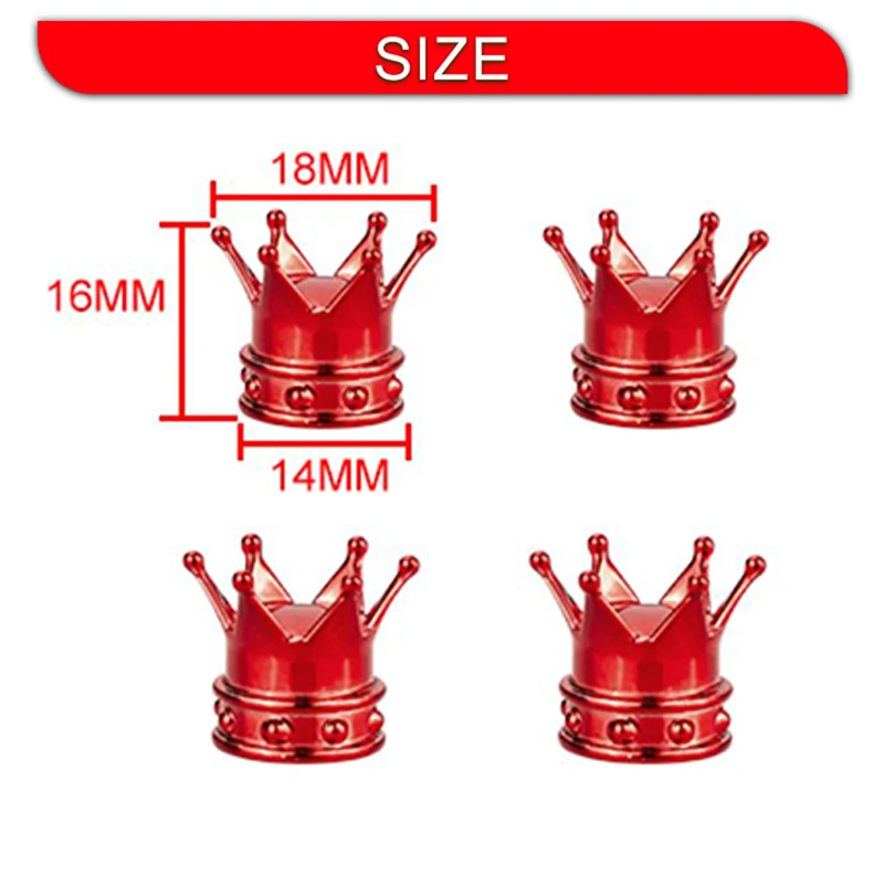 Crown Styling Car Tire Valve Cap Air Valve Stem Dustproof Bike Dustproof Cover Tyre Rim Stem Dust Caps Tire Decor Accessories