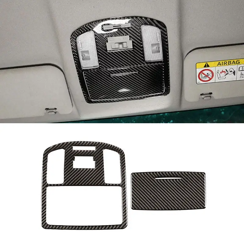 Car Interior Decorative Stickers Accessories For Toyota Hilux 2015-2021 Carbon Fiber/Piano Black Reading Light Panel Trim Cover
