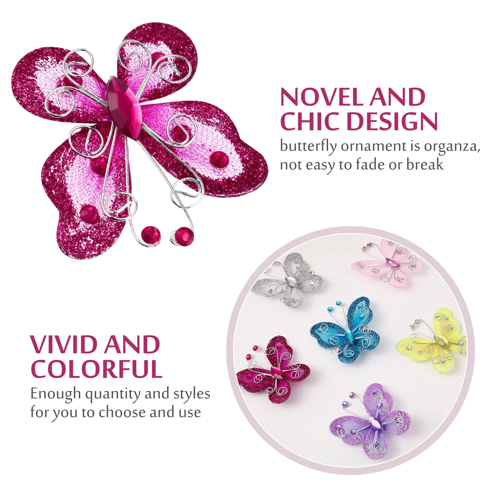 

36Pcs Organza Butterflies Decor with Rhinestones Lightweight Durable for Wedding Home Party Crafts Butterflies Decor