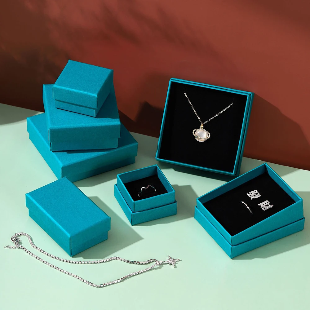 20pc Simple Luxury Black Paper Jewellery Display Case Set