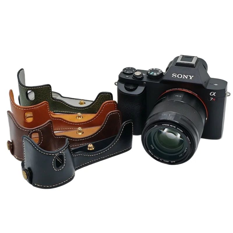 Fashional New Hard Camera Half Body Set Bottom Case For Sony Alpha A7 A7R A7K A7S PU Leather Bag Cover Accessories