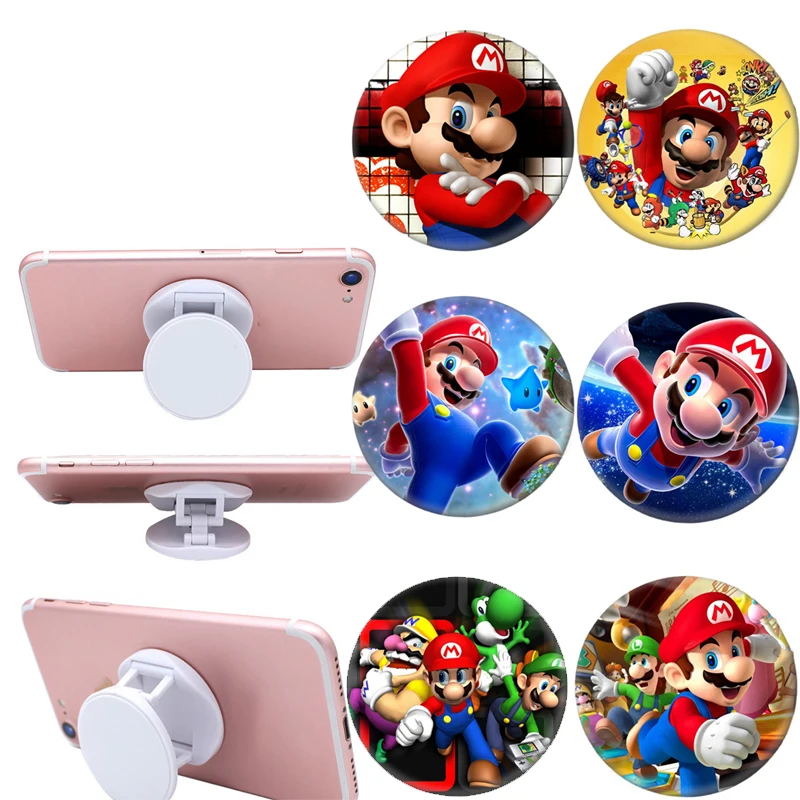 Super Mario Bros Folding Mobile Phone Grip Holder Anime Finger Grip Bracket for IPhone 15 14 13 Samsung Huawei Xiaomi Stand Gift