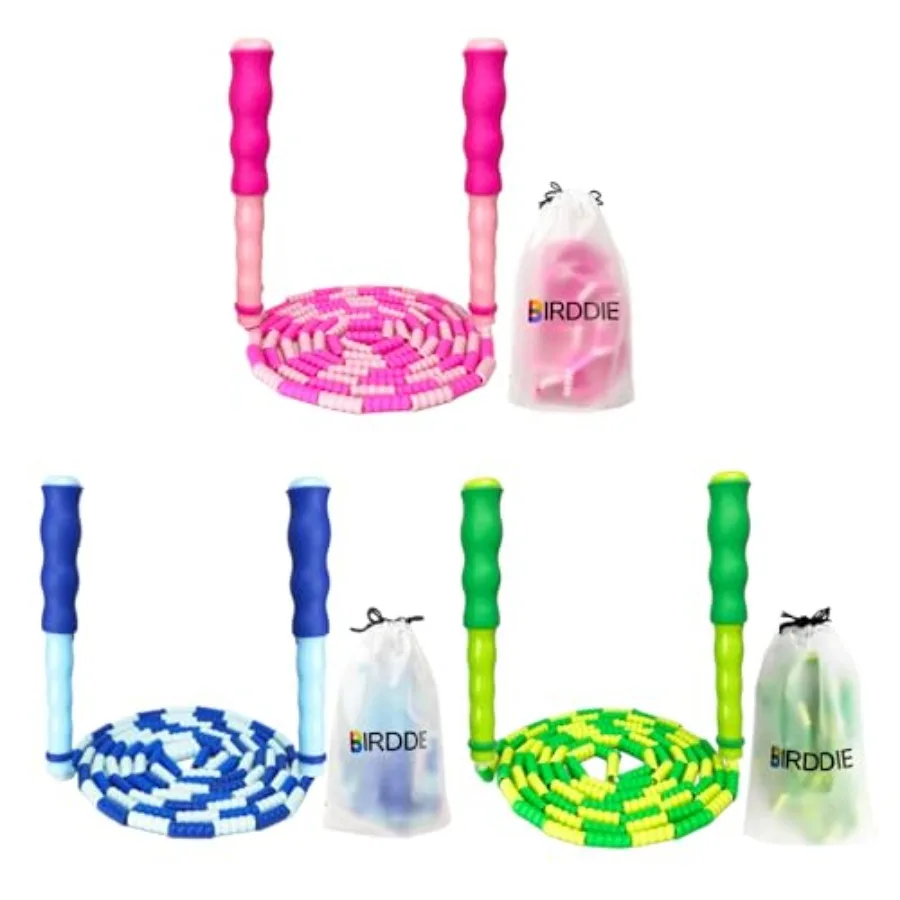 Soft Beaded Jump Ropes, Adjustable Length Skipping Rope, Tangle Free Segmented Jumping Rope for and Adults Exercise, Fitness 9.