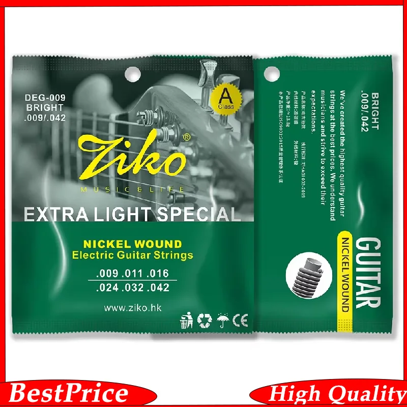 ZIKO DEG-009 Electric Guitar Strings Steel Core Surface Coating Nickel Guitar String Electric Guitar Stringed Parts Accessories