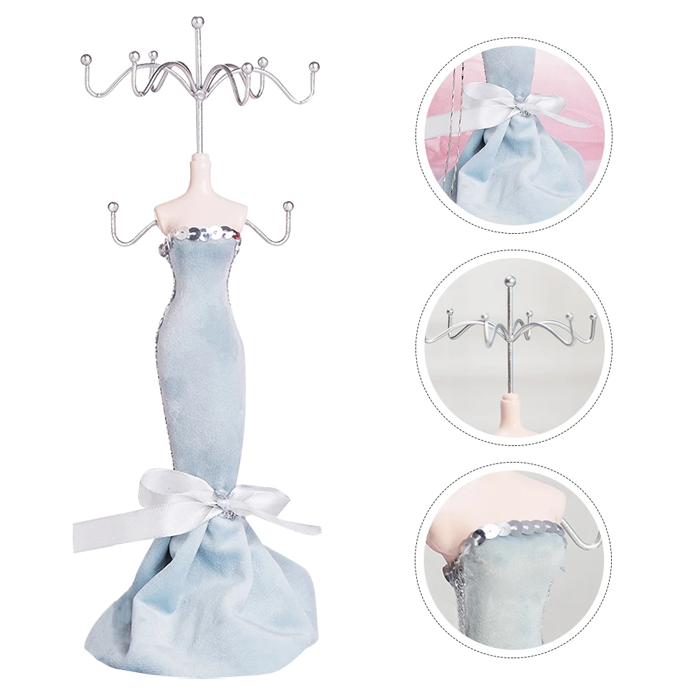 

Jewelry Rack Display Stands Busts Retail Crafts Necklace Earring Displays Holders for Selling Sky-blue Organizer Hanging