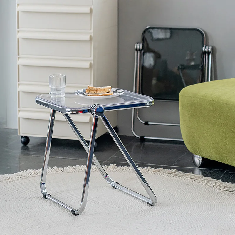 Modern Transparent Square Table - Foldable Small Table for Office & Living Room Sofa Side & Home Leisure image 5