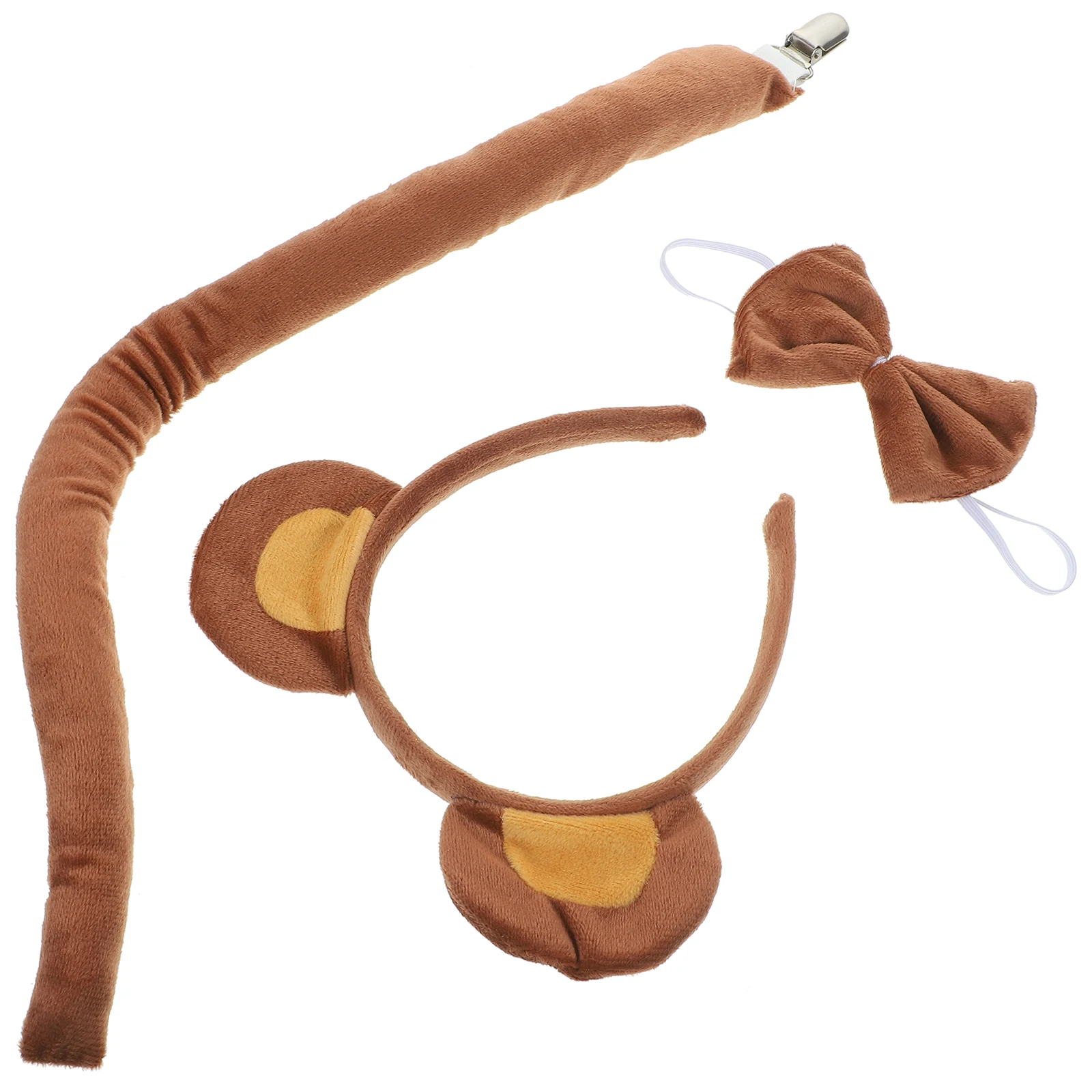 

Bear Ears Set Bow Tie Tail Super Soft Reusable Lightweight Brown Animal Costume Props for Bear Ear Headb With Bowtie Party
