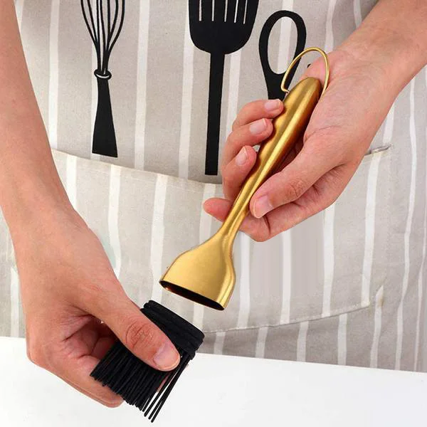 XFDE 1 Pcs Oil Brushes Stainless Steel Silicone Kitchen BBQ Grilling Baking Cooking Brushes Barbecue Cooking Tools-B