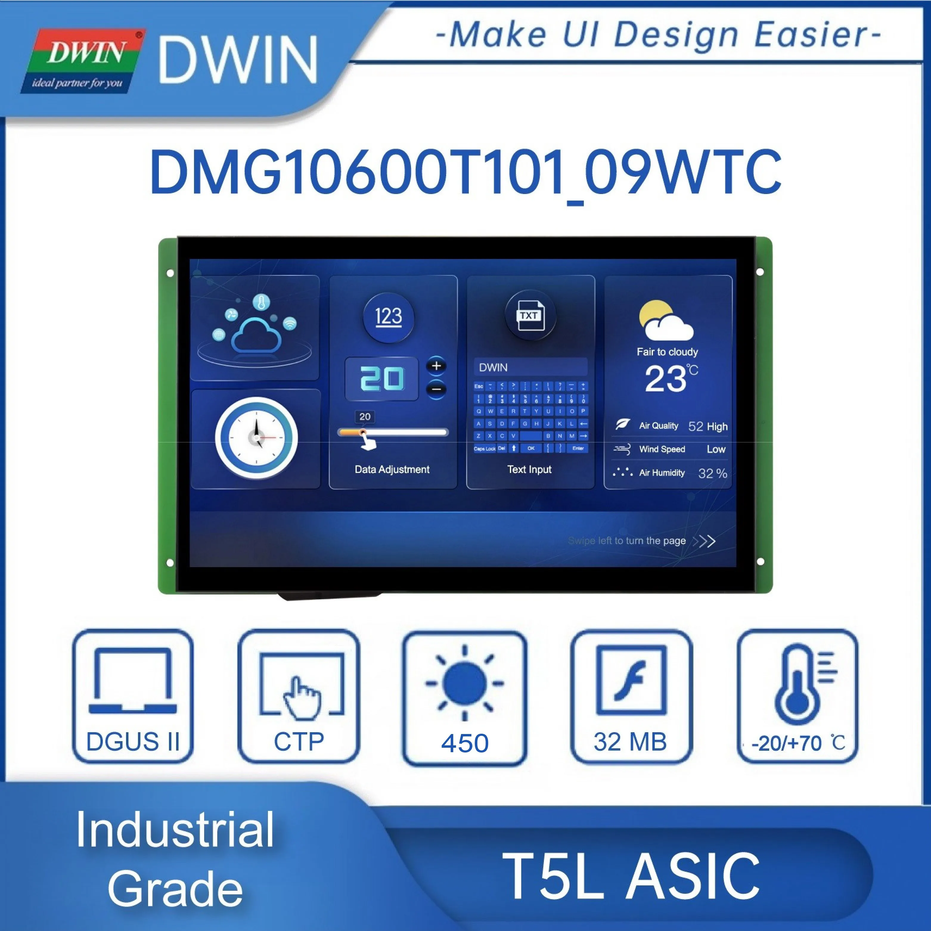 dwin-101-pouces-hmi-1024-600-ips-tft-lcd-affichage-industriel-haute-luminosite-uart-ecran-tactile-arduino-esp32-dmg10600t101_09w
