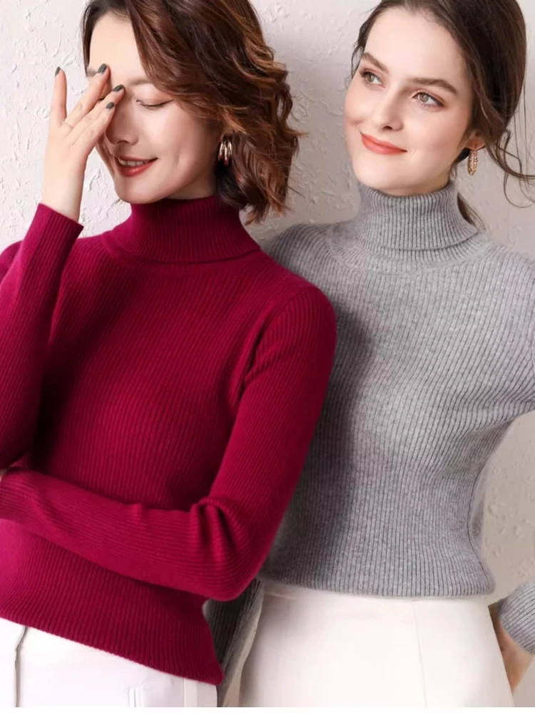 

Свитер женский, Новое поступление, осень-зима 2022, водолазки, свитера в корейском стиле, простой базовый слой, пуловер, толстые однотонные тонкие топы