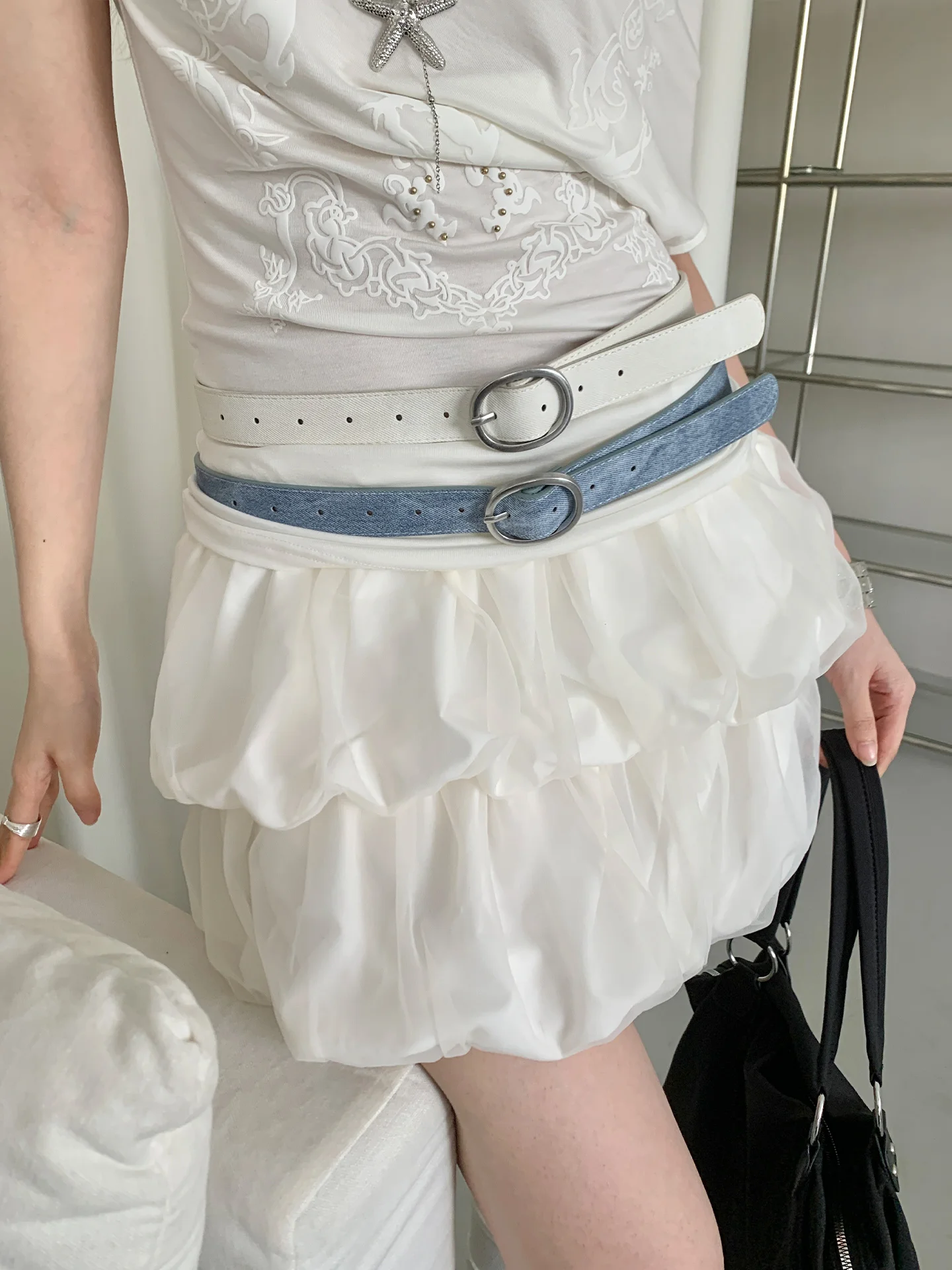 Korean Style Designer Denim And Leather Belt For Women Niche And Unique Matches Skirts And Jeans Decorative Belt