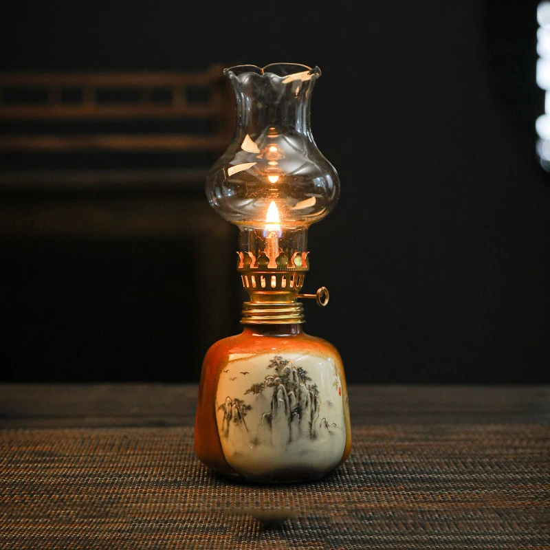 מנורת שמן תא עבור מקורה לשימוש חיצוני w/wick & לכסות הוריקן דקורטיבי הוריקן מנורת שמן פנס הוריקן