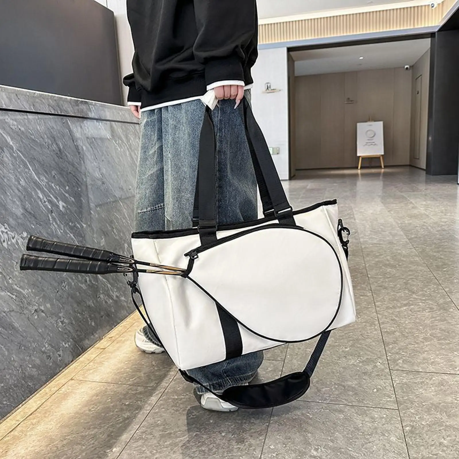 

Сумка для теннисных ракеток большой вместимости из ткани Оксфорд, спортивная сумка-тоут для бадминтона с ручкой для женщин и мужчин