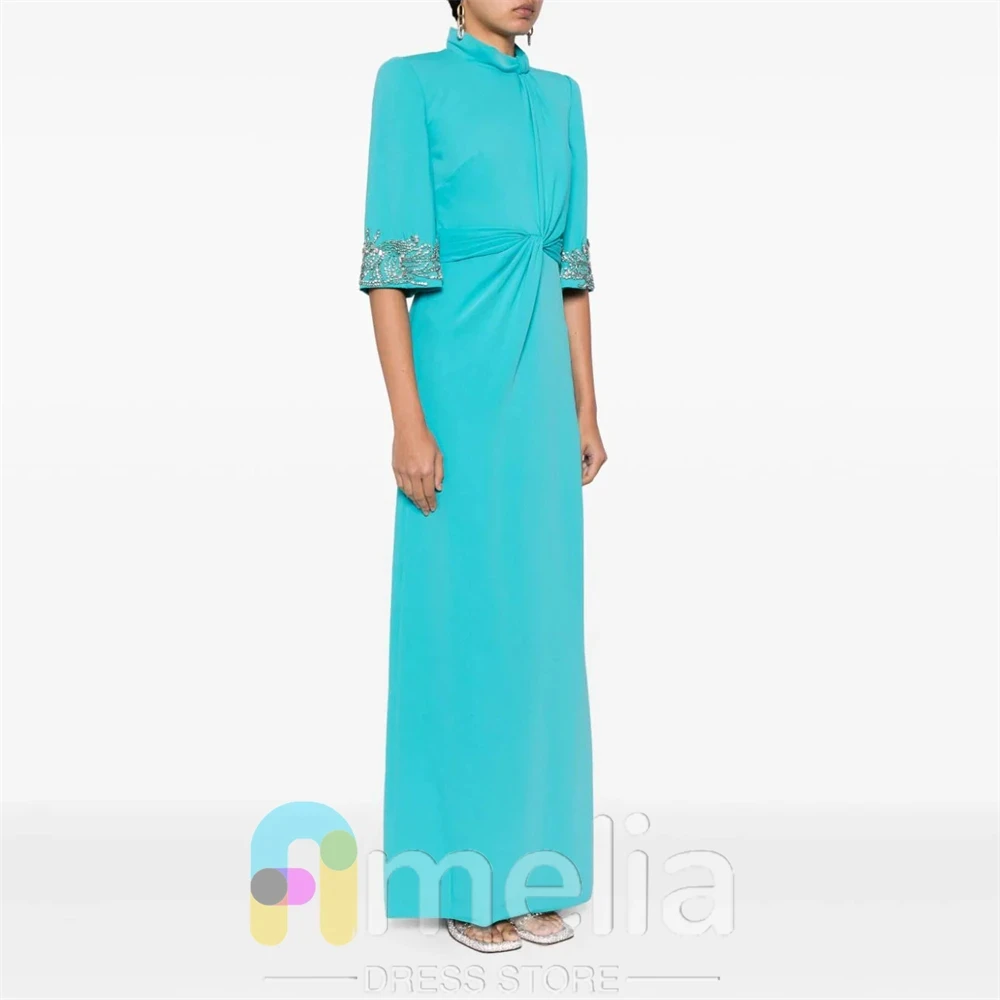 Amelia Dubai Prom Dress Half Sleeves With Floor Length Evening Elegant Party Dress For Women2024