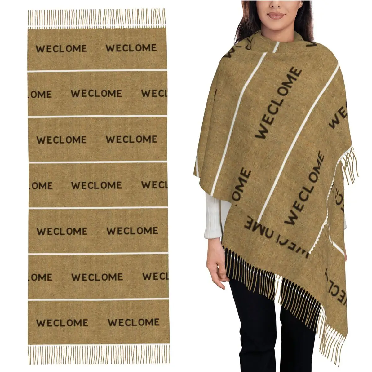 

WECLOME (Still Game) Шарф с кисточками Шарфы для женщин Мягкие теплые шали и накидки Длинная осенне-зимняя шаль