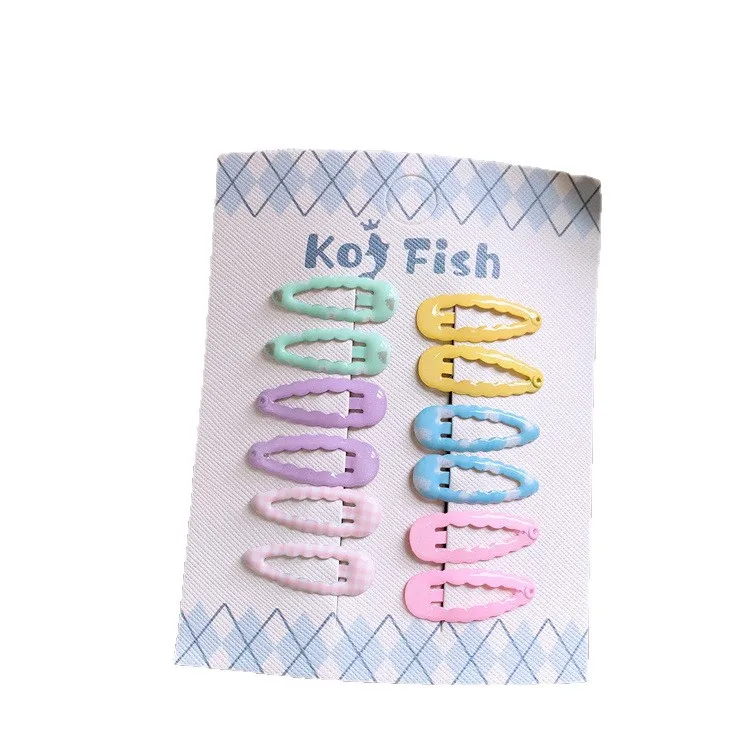 Childrens Resin BB Clips Plaid Colorful Wave Drop Design Side Bangs Adorable Sturdy Lightweight Everyday Party Hairclip