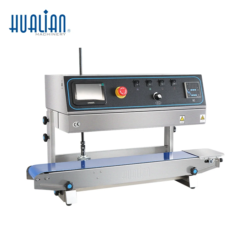 FRP-810II Hualian-impresora de impresión por chorro de tinta continua, Vertical, automática, código, bolsa de plástico para alimentos, máquina selladora de banda térmica