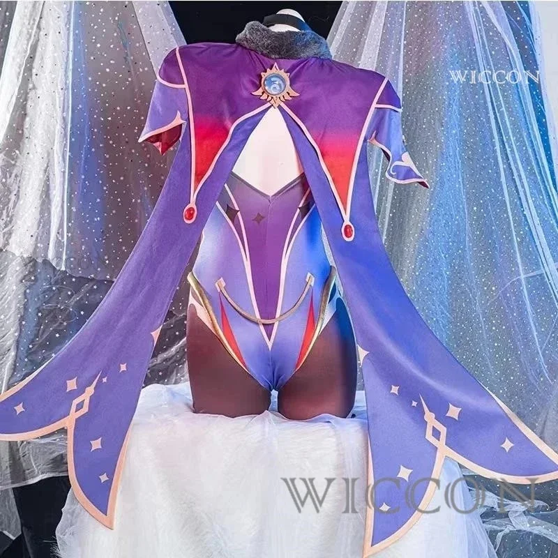 Anime Game Genshin Impact Mona Cosplay Costumes Jumpsuit Halloween Costume for Women Carnival Party Sexy Uniform Wig Clothing